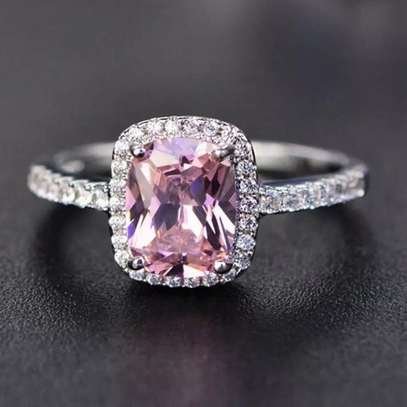 Fashion Jewelry Jewelry - New pink crystal CZ silver plated ring